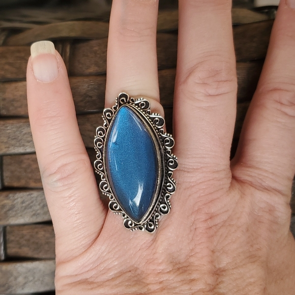 New Huge Dichoric Glass Antique Design 925 Silver Ring. - Picture 8 of 16